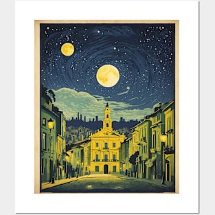 Curitiba Starry Night Brazil Vintage Tourism Travel Poster Art Posters and Art